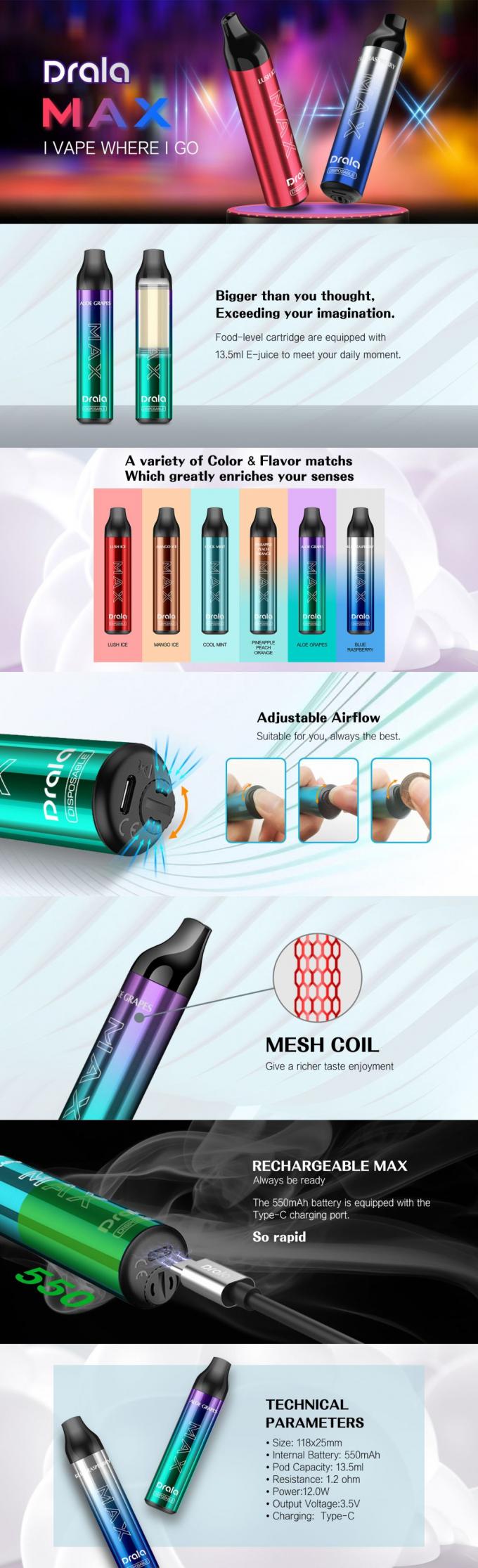 700mAh 6000 Puff Disposable Vape 13.5ml Disposable Electronic Cigarettes Vaporizer 0